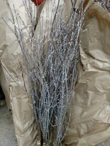 silver glittered branches