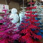 colorful flocked trees